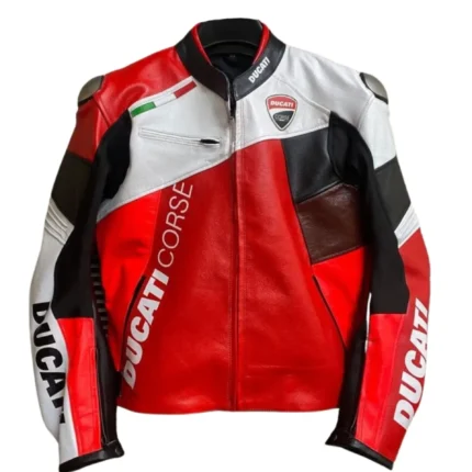 Ducati Corse Motorcycle Leather Jacket Red