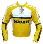 Ducati Motorbike Leather Jacket Yellow