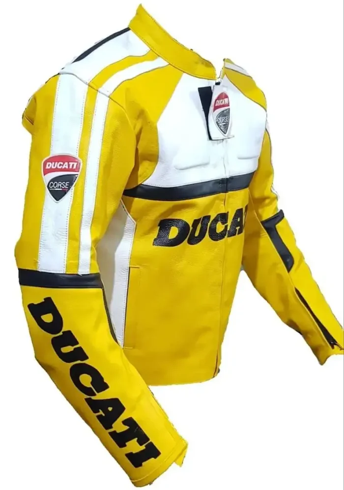Ducati Motorbike Leather Jacket Yellow