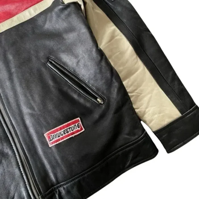 Ferrari Racing Black And White Leather Jacket