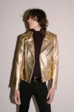 Gold Leather Jacket Men