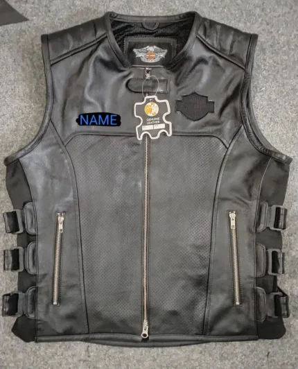 Harley Davidson Skull Embroidered Leather Vest