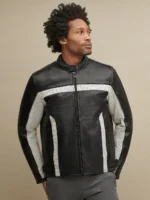 Jonny Color Blocked Genuine Leather Biker Jacket