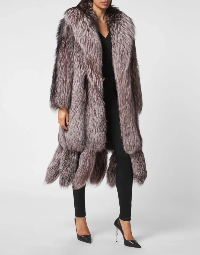 LONG SILVER FOX COAT