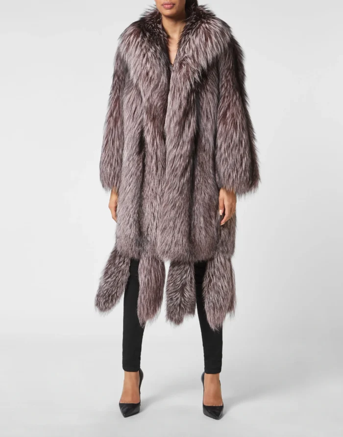 LONG SILVER FOX COAT