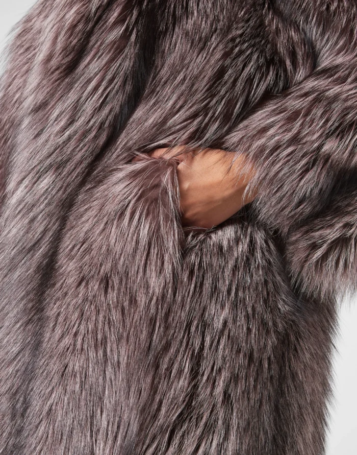 LONG SILVER FOX COAT