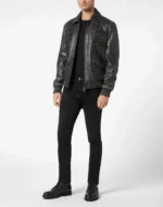 Leather Coster Bomber Jacket L