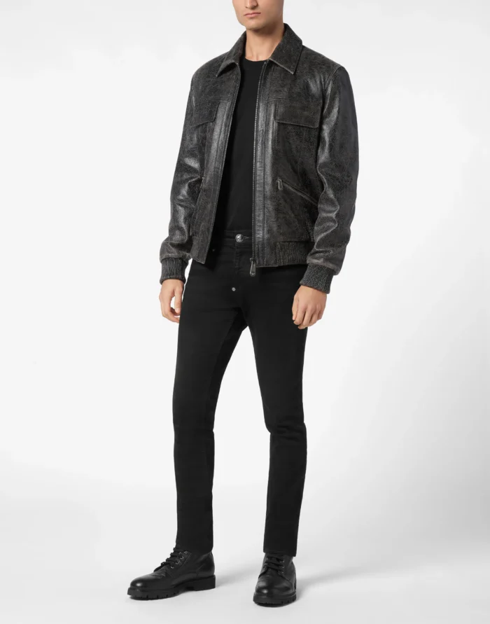 Leather Coster Bomber Jacket L