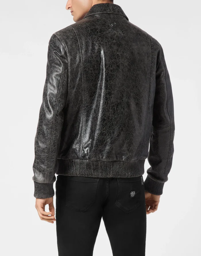 Leather Coster Bomber Jacket L