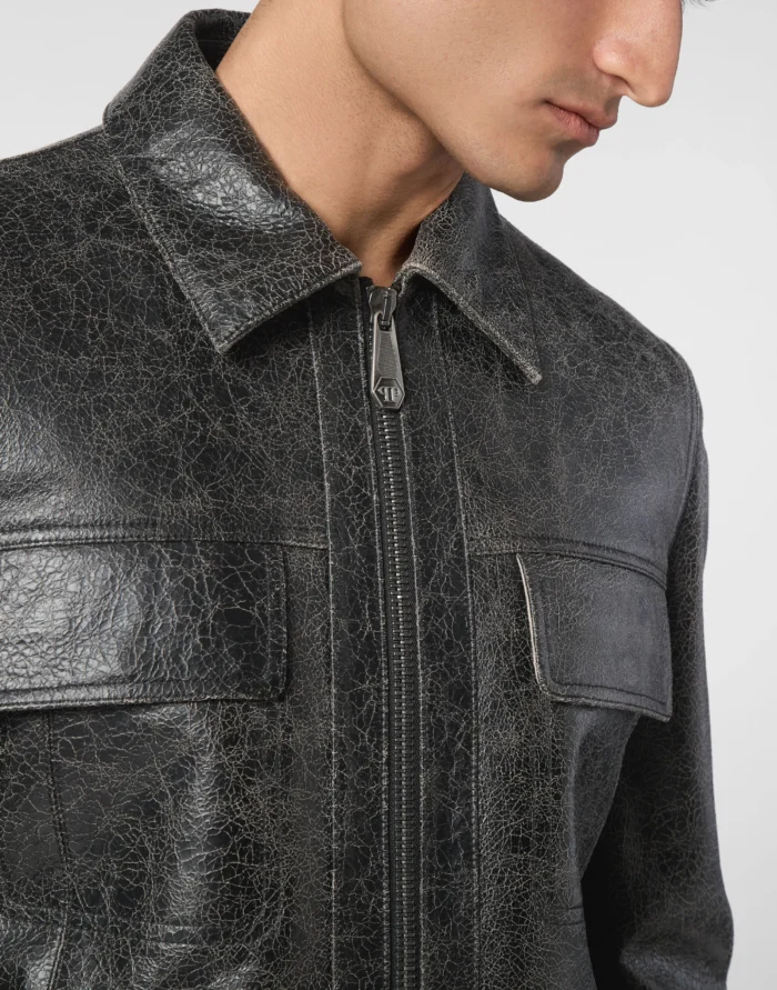 Leather Coster Bomber Jacket L