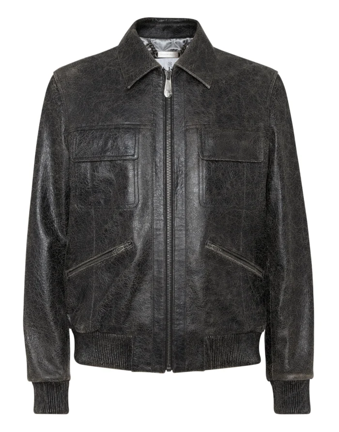 Leather Coster Bomber Jacket L