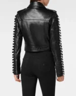 Leather Jacket Crystal Skull