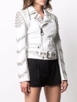 Light weight Biker style stud Leather Jacket