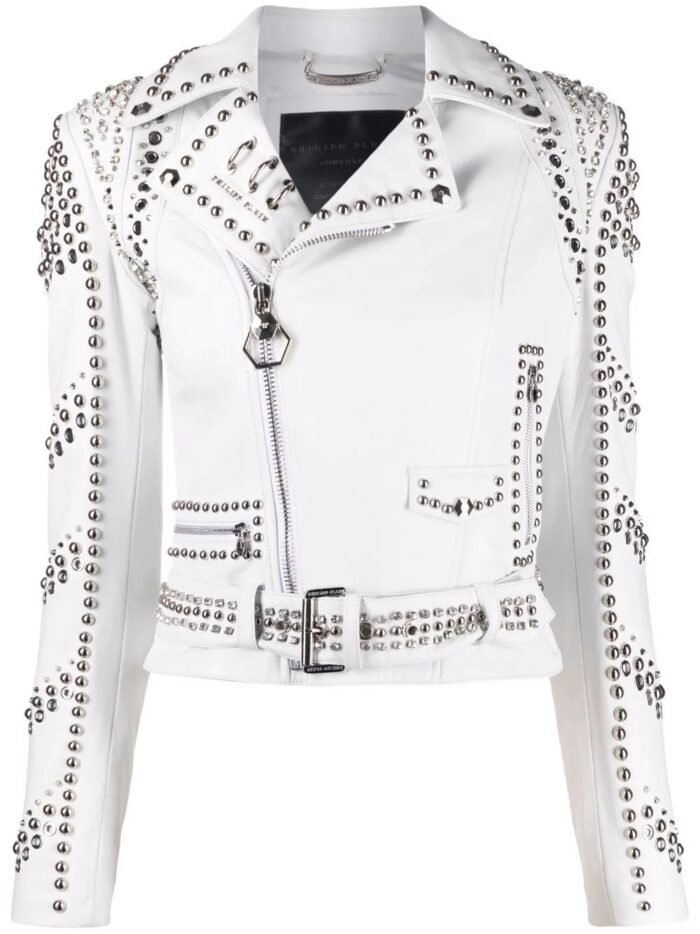 Light weight Biker style stud Leather Jacket