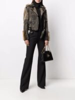 Long Studs Leather Jacket, Rock style