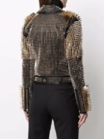 Long Studs Leather Jacket, Rock style