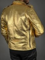 Men’s Golden Color Leather Jacket