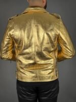 Men’s Golden Color Leather Jacket