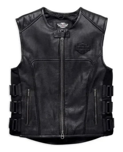 Mens Harley Davidson Biker Swat Leather Vest