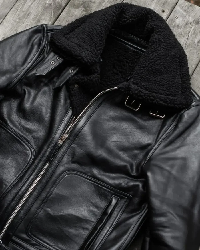 Midnight Grim Shaw Fur Leather Jacket