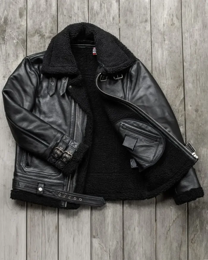Midnight Grim Shaw Fur Leather Jacket