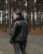 Midnight Grim Shaw Fur Leather Jacket