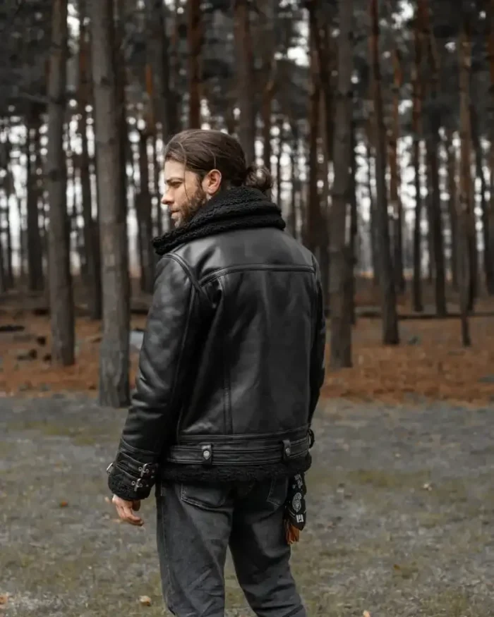 Midnight Grim Shaw Fur Leather Jacket