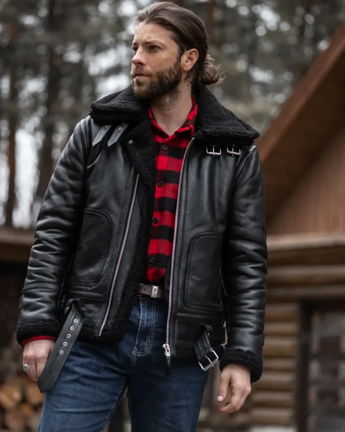 Midnight Grim Shaw Fur Leather Jacket
