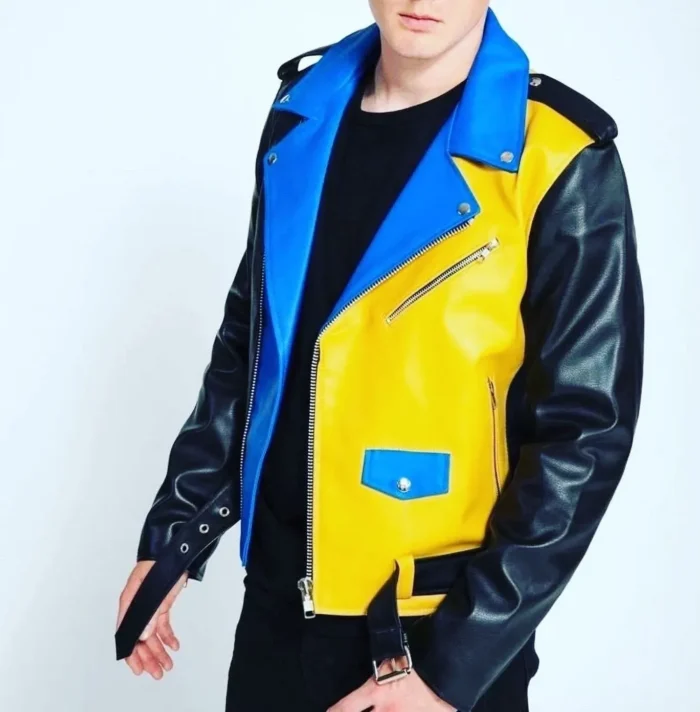 MultiColor Leather Jacket Mens