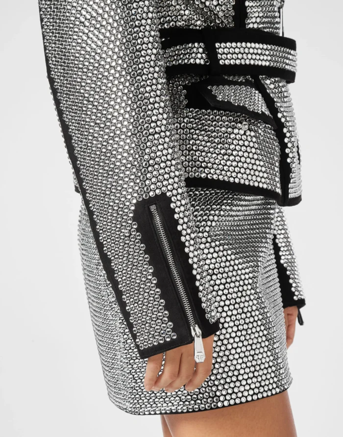 Oversized Biker Jacket Crystal