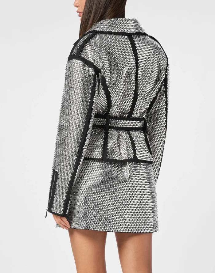 Oversized Biker Jacket Crystal