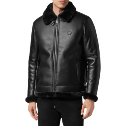 PHILIPP PLEIN LEATHER BOMBER BILLY JACKET
