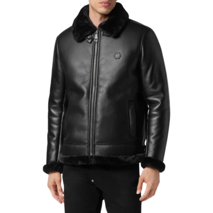 PHILIPP PLEIN LEATHER BOMBER BILLY JACKET