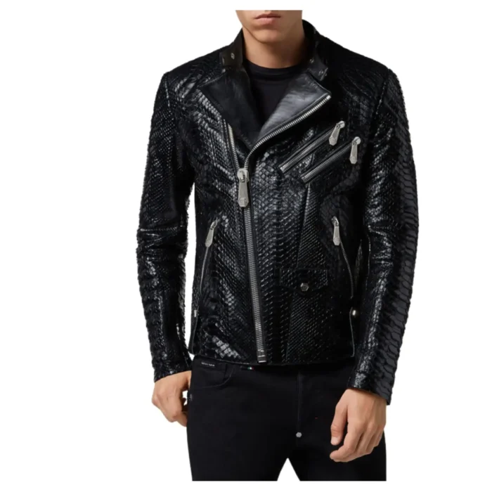 PHILIPP PLEIN LEATHER BIKER SLIM FIT LUXURY