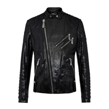 PHILIPP PLEIN LEATHER BIKER SLIM FIT LUXURY JACKET