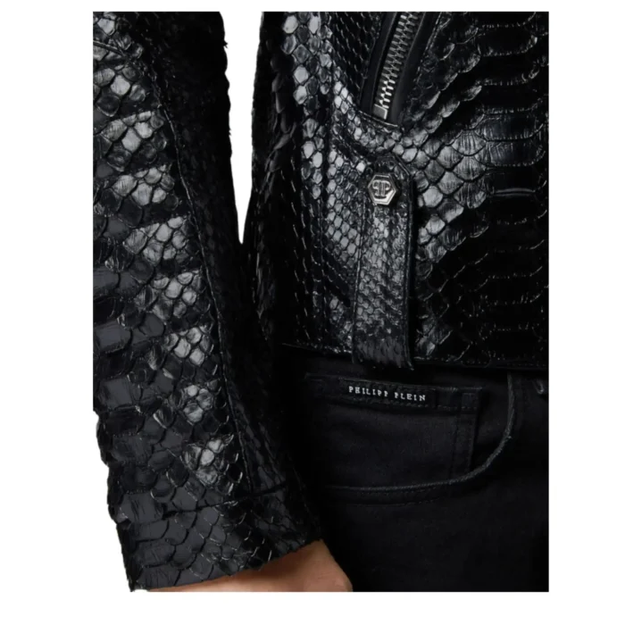 PHILIPP PLEIN LEATHER BIKER SLIM FIT LUXURY JACKET
