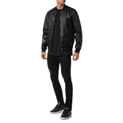 PHILIPP PLEIN LEATHER BOMBER BILLY JACKET