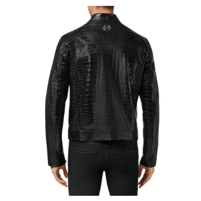 PHILIPP PLEIN LEATHER CROCODILE JACKET LUXURY