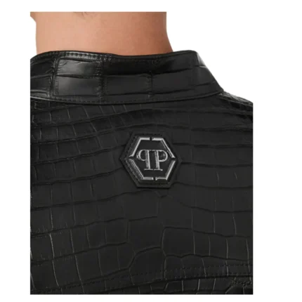 PHILIPP PLEIN LEATHER CROCODILE JACKET LUXURY