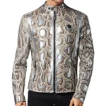 PYTHON LEATHER MOTO JACKET