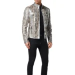 PYTHON LEATHER MOTO JACKET