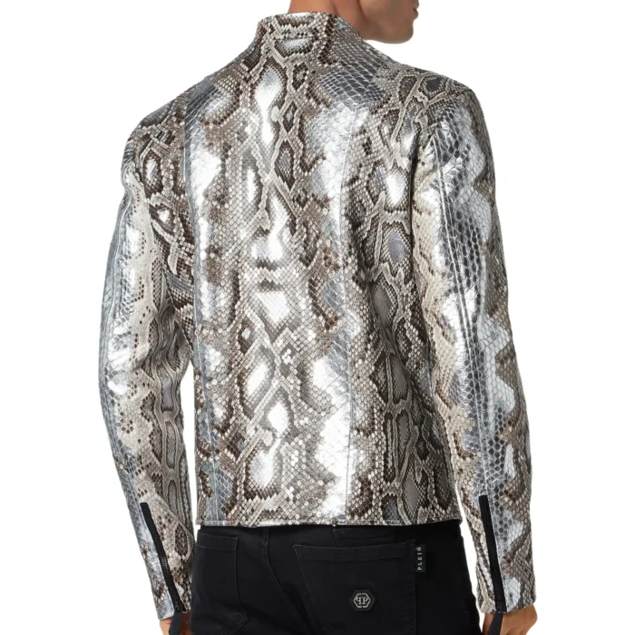 PYTHON LEATHER MOTO JACKET