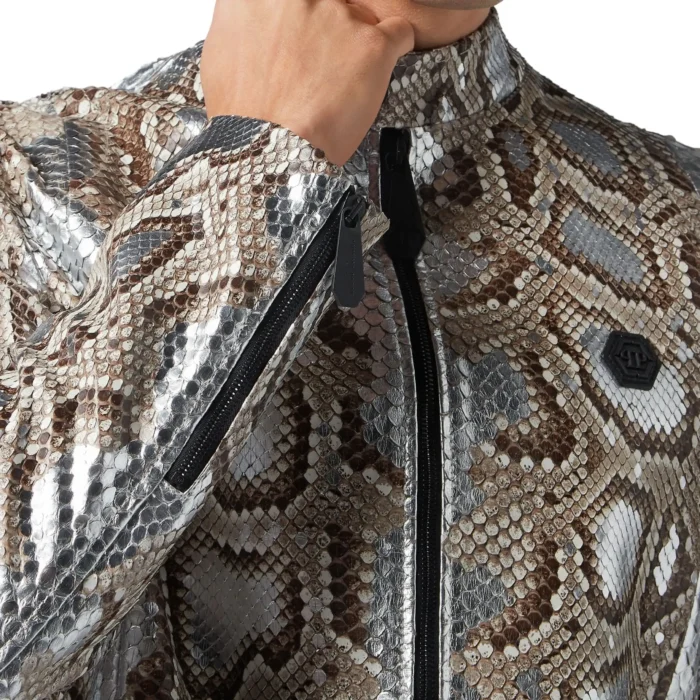 PYTHON LEATHER MOTO JACKET
