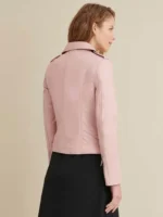 Pink Leather Jacket Women, Genuine Leather