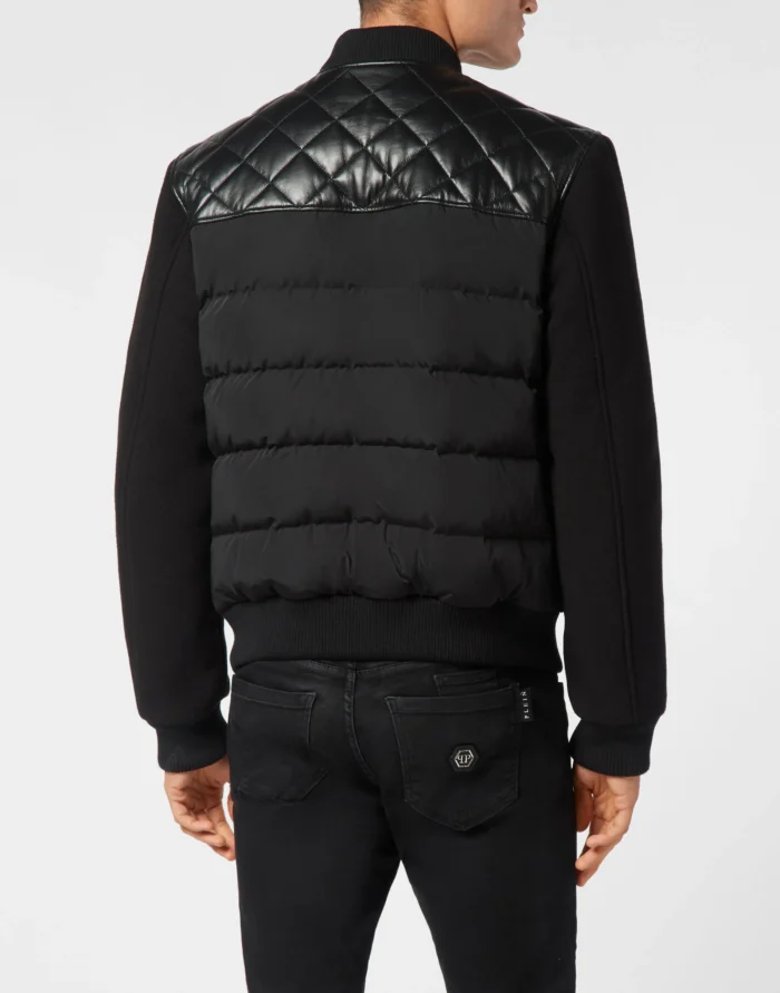 Puffer Leather Bomber Jacket LS