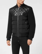 Puffer Leather Bomber Jacket LS
