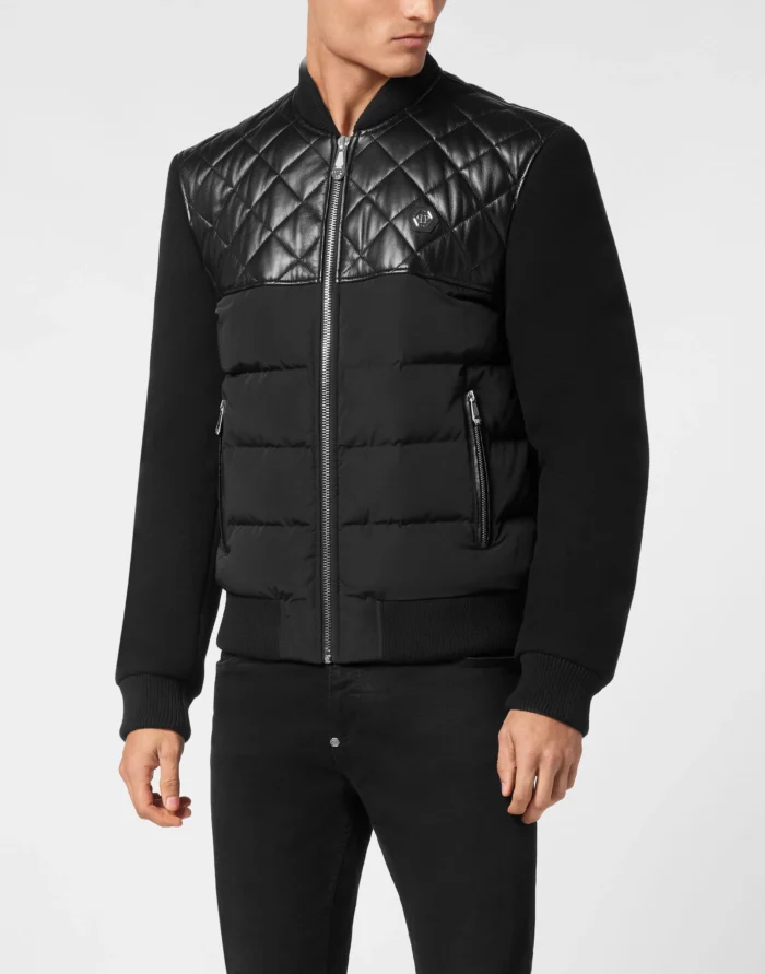 Puffer Leather Bomber Jacket LS