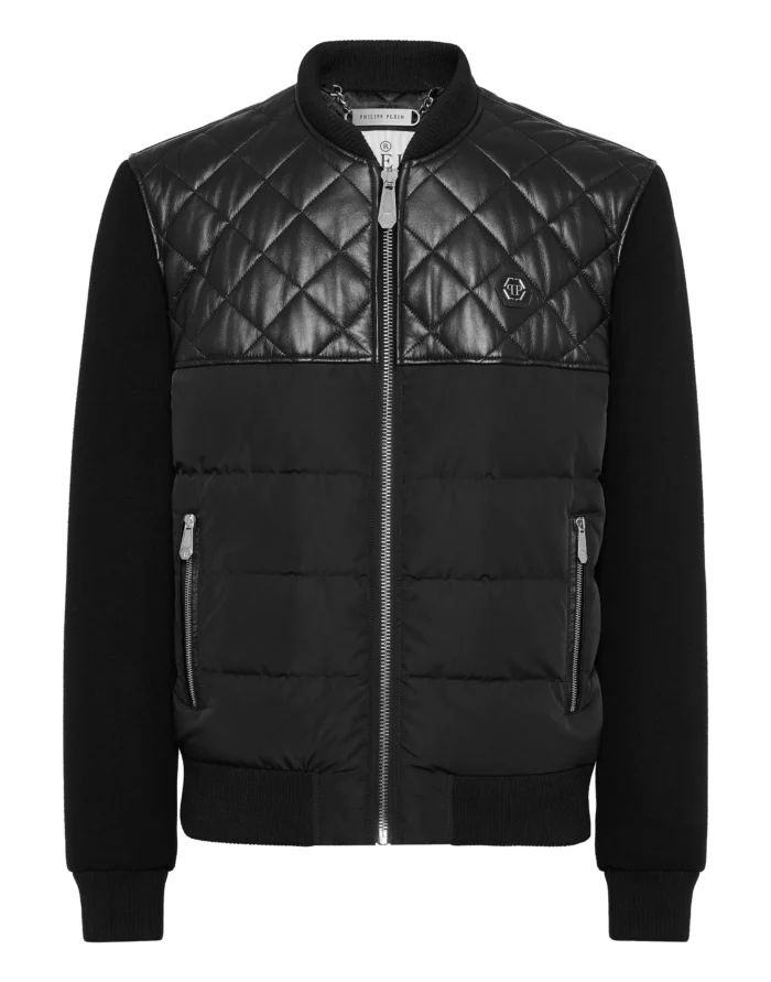 Puffer Leather Bomber Jacket LS