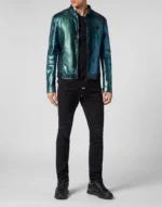 Python Leather Bomber Skull