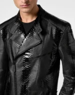 Python Leather Bomber Skull